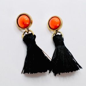 Gold Black Tassel Earrings Fringe Coral Statement Earrings Chic Fashion Mango